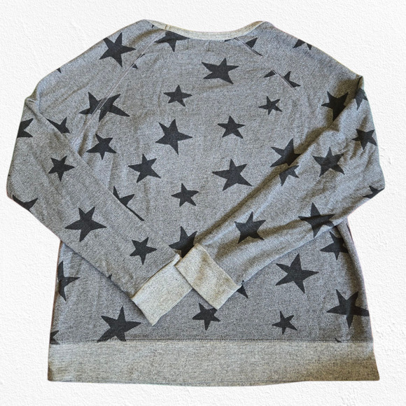 Sundry Gray Star Print EASY Pullover USA Made Relaxed Sweatshirt Size 1 Small - Picture 11 of 11